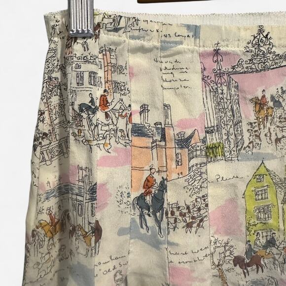 Zapa Paris 100% Silk Equestrian Toile Skirt French Luxury Resort Piece Small - Picture 7 of 9